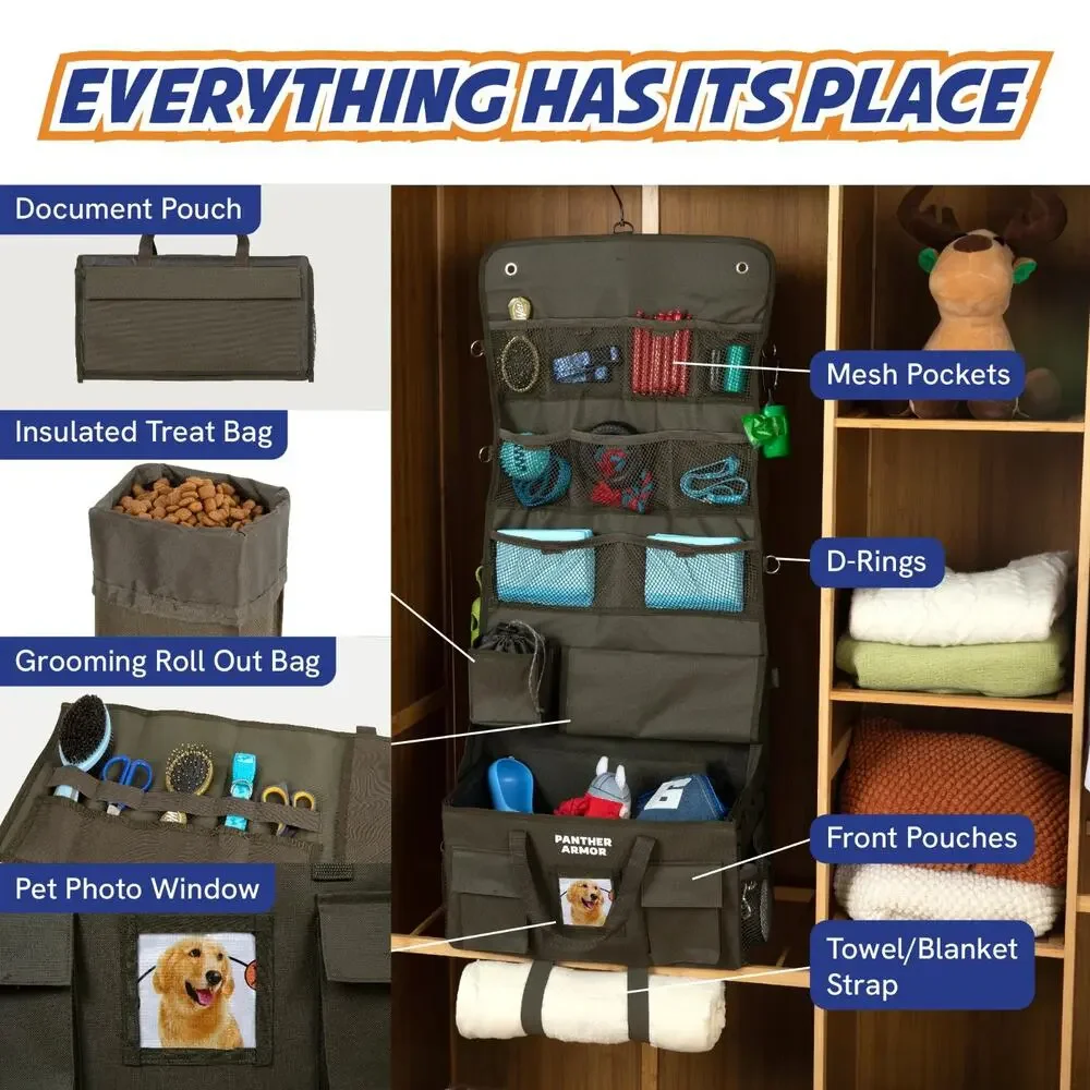 Panther Armor Dog Travel Bag 2-in-1‎ Portable Over Door Storage Slate Gray
